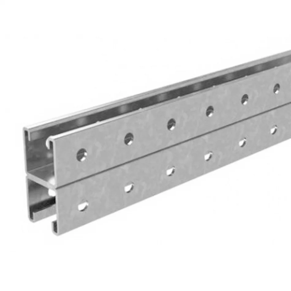 Монтажный профиль двойной под канальную гайку МП-2 41х41 S2,5-41,3-82,6-2000 нержавеющий фото